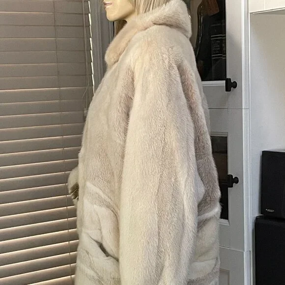 Women Beautiful Shadow Authentic Mink Fur 3/4 Coat Sz 10-12 - Picture 6 of 9